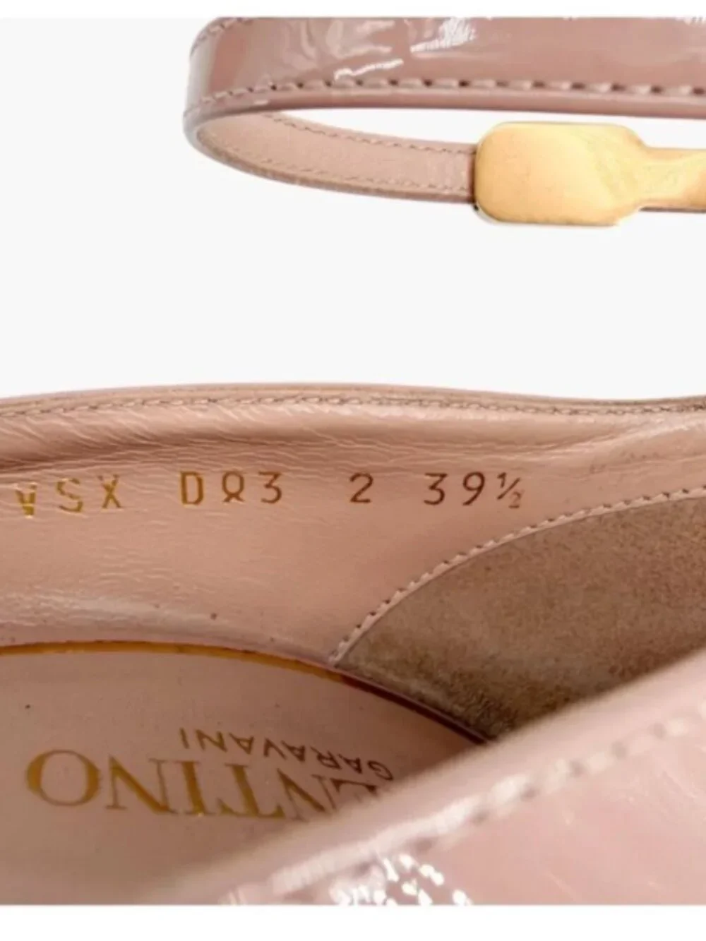 Valentino Tan-Go VLogo Platform Pumps Heels Nude 155 Patent Size 39.5 US 9.5